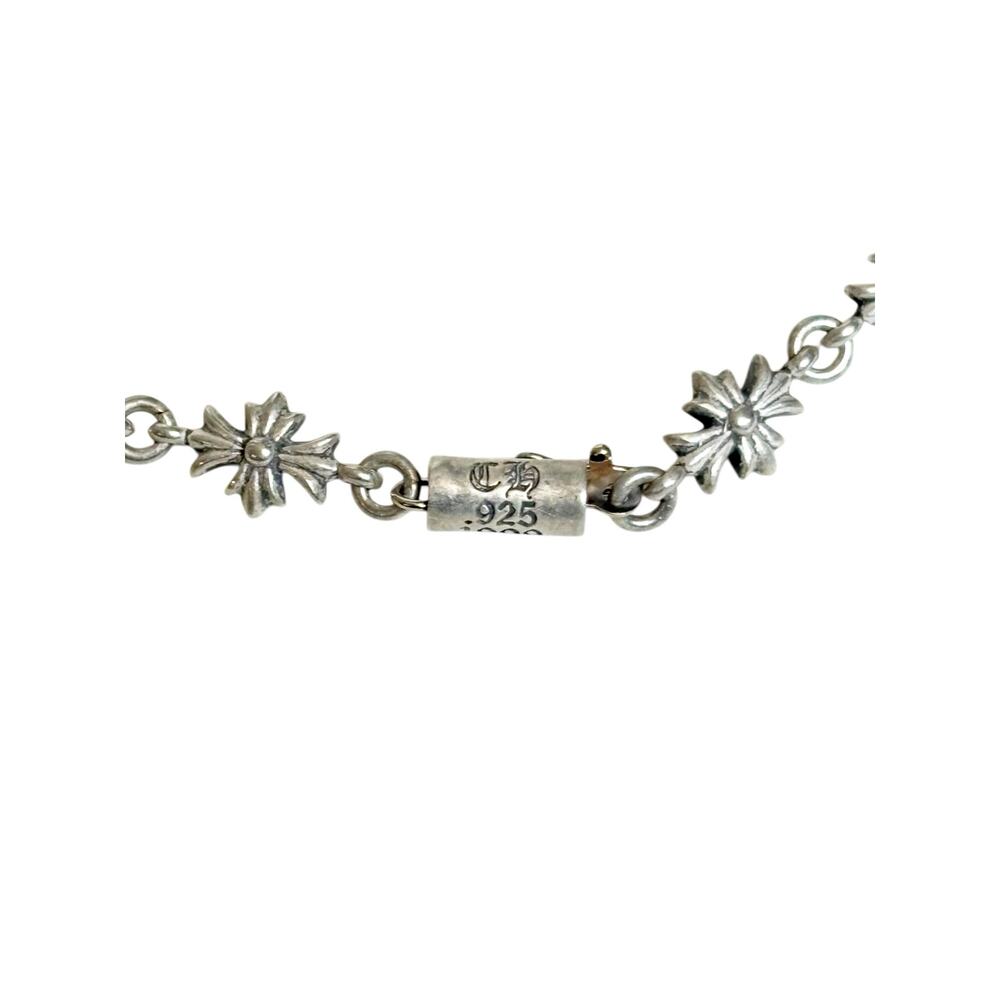 Chrome Hearts Fleur De Lis Pendent Tiny E Cross .925 Silver Necklace - Picture 5 of 8